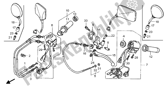 All parts for the Handle Switch & Lever & Cable of the Honda VTX 1300S 2007