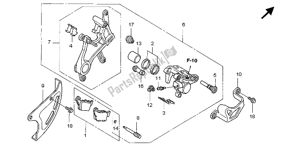 Tutte le parti per il Pinza Freno Posteriore del Honda CR 125R 2007