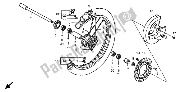 Todas las partes para Rueda Delantera de Honda CR 125R 1999