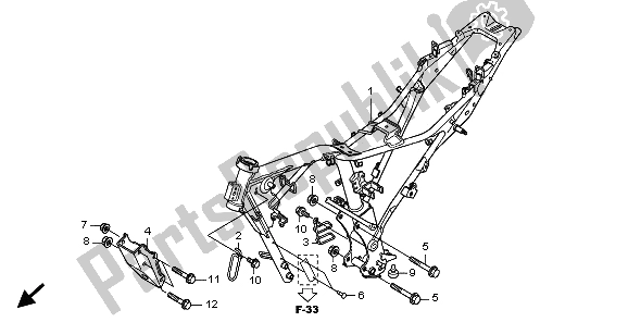 All parts for the Frame Body of the Honda CBF 125M 2009