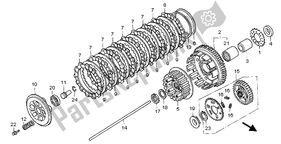 All parts for the Clutch of the Honda VFR 750F 1995