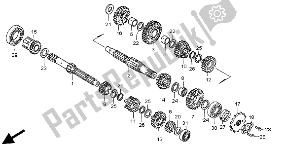 Todas las partes para Transmisión de Honda CG 125 1998