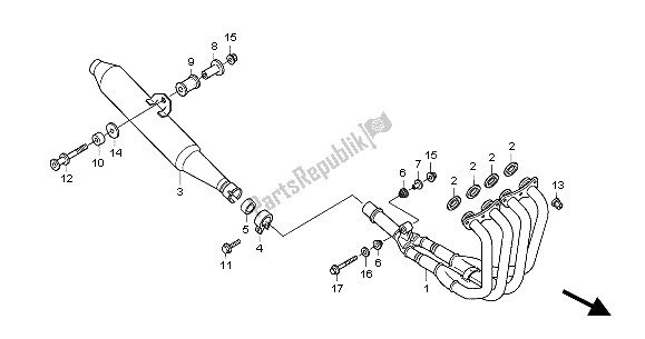 All parts for the Exhaust Muffler of the Honda CBF 600S 2004