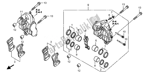 Wszystkie części do Zacisk Hamulca Przedniego Honda CBR 600 RR 2010