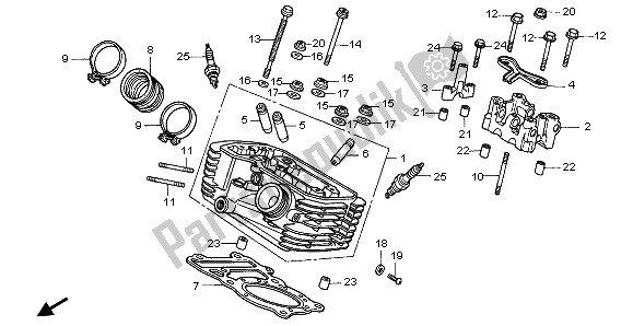 All parts for the Cylinder Head (rear) of the Honda VT 600C 1996