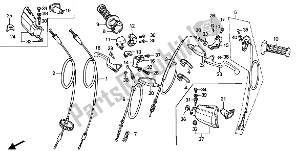 Wszystkie części do D? Wignia Uchwytu I Kabel I Prze?? Cznik Honda XR 80R 1991