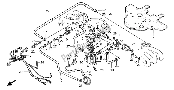 All parts for the Water Pipe & Thermostat of the Honda GL 1500A 1997