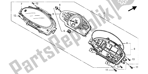 All parts for the Meter (mph) of the Honda WW 125 EX2 2012