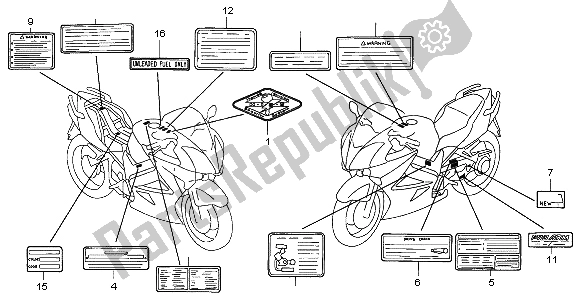Todas las partes para Etiqueta De Precaución de Honda VFR 800 2004