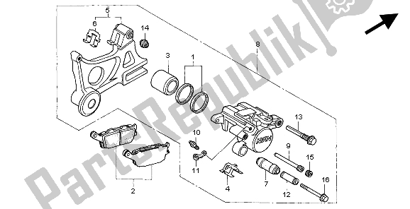 Alle onderdelen voor de Achter Remklauw van de Honda CBR 600F 1999