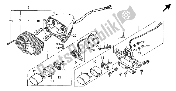 Todas las partes para Luz De La Cola de Honda VT 600C 1999