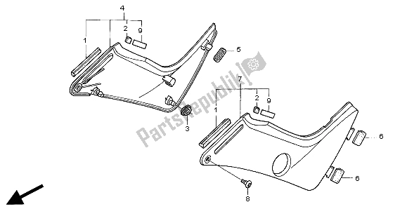 All parts for the Side Cover of the Honda NT 650V 1998