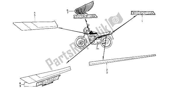 Tutte le parti per il Striscia Ed Emblema del Honda CB 125 TD 1988