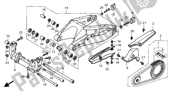All parts for the Swingarm of the Honda CBR 900 RR 2002