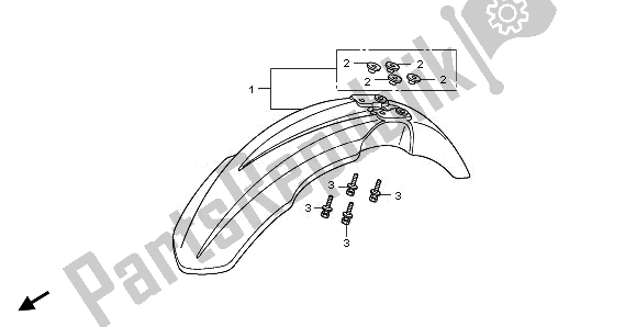 All parts for the Front Fender of the Honda CRF 150 RB LW 2008