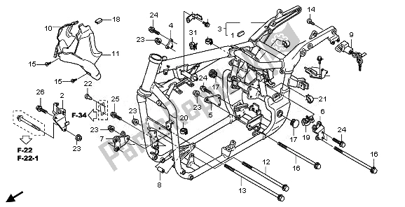 All parts for the Frame Body of the Honda VT 750 CA 2008