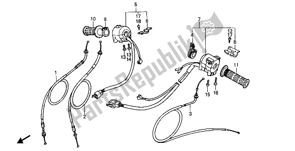 All parts for the Switch & Cable of the Honda VFR 750F 1987
