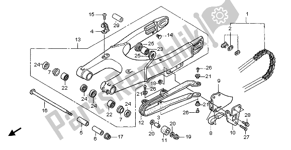 All parts for the Swingarm of the Honda CR 85 RB LW 2004