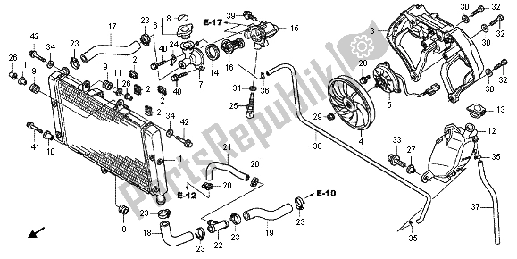 Alle onderdelen voor de Radiator van de Honda CBF 1000F 2012