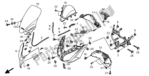 All parts for the Front Cover of the Honda FJS 400A 2011