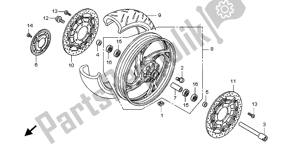 Tutte le parti per il Ruota Anteriore del Honda CB 1000 RA 2009