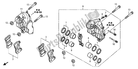 Todas las partes para Pinza De Freno Delantero de Honda CBR 1000 RR 2012