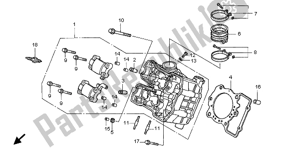 All parts for the Cylinder Head (front) of the Honda XL 1000V 1999