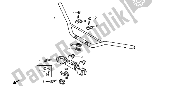 All parts for the Handle Pipe & Top Bridge of the Honda XR 400R 1998