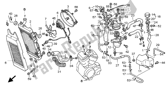 Alle onderdelen voor de Radiator van de Honda VT 600C 1998