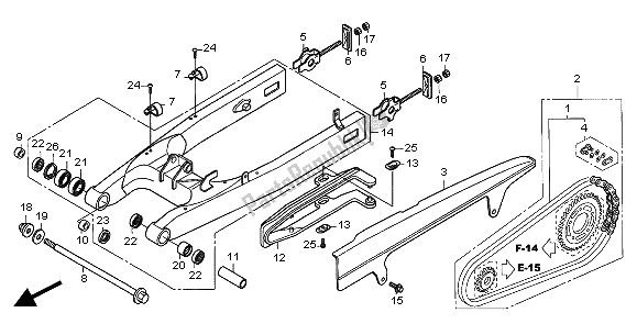 All parts for the Swingarm of the Honda CBF 600 SA 2004