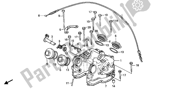 All parts for the Cylinder Head Cover of the Honda XR 600R 1990