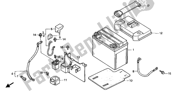 Todas as partes de Bateria do Honda VFR 750F 1991