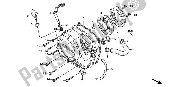 Alle onderdelen voor de Rechter Carterdeksel van de Honda CBR 125 RW 2011
