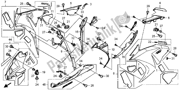 All parts for the Middle Cowl of the Honda CBR 1000 RR 2013