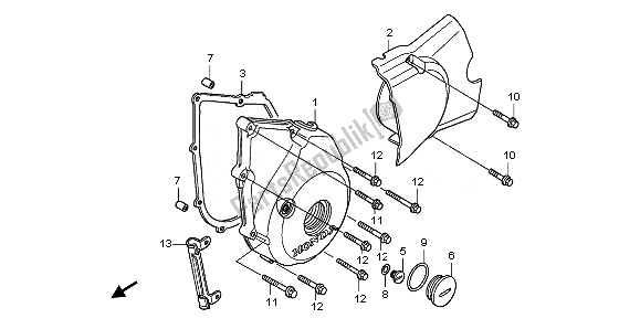 All parts for the Left Crankcase Cover of the Honda ANF 125 2011