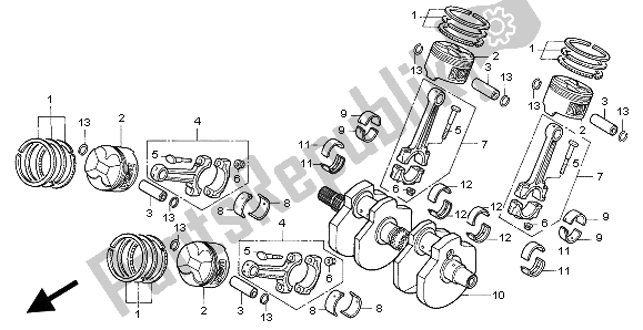 All parts for the Crankshaft & Piston of the Honda VF 750C 1997