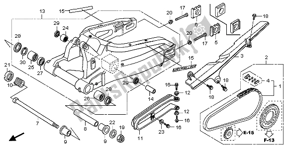 All parts for the Swingarm of the Honda CBR 600 RR 2007