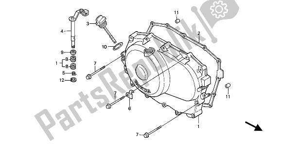 All parts for the Right Crankcase Cover of the Honda NTV 650 1991