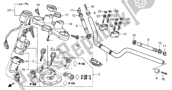 All parts for the Handle Pipe & Top Bridge of the Honda NT 650V 2003