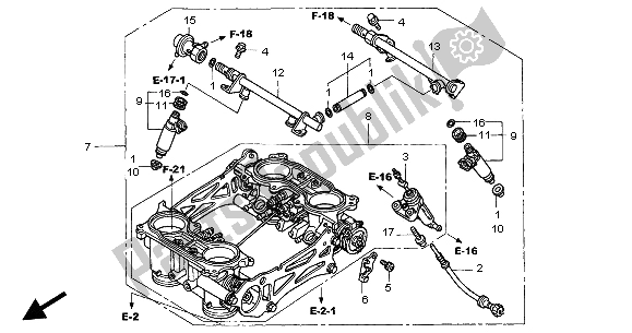 Alle onderdelen voor de Gasklephuis (assy.) van de Honda VFR 800A 2004