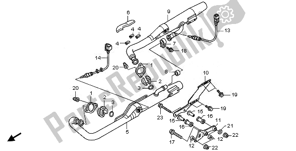 All parts for the Exhaust Muffler of the Honda VT 750 SA 2010