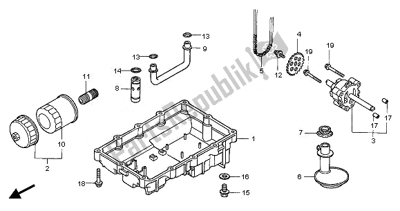 All parts for the Oil Pan & Oil Pump of the Honda CBF 500A 2008
