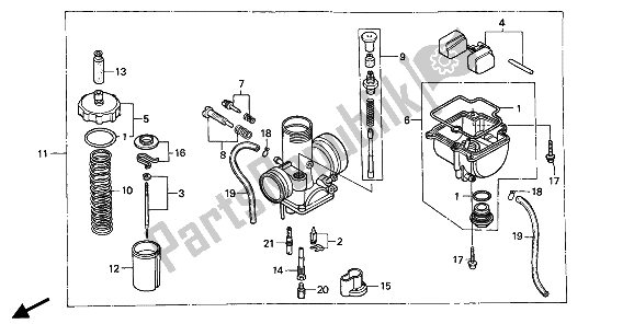 All parts for the Carburetor of the Honda CR 80R 1991