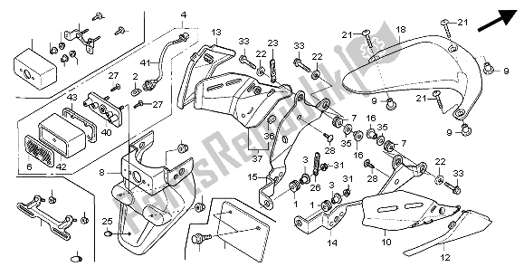 All parts for the Rear Fender of the Honda CBR 600 RR 2004