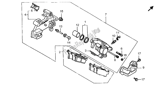 Todas las partes para Pinza De Freno Trasero de Honda CR 80R SW 2000