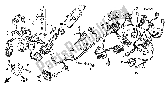 All parts for the Wire Harness of the Honda FES 125A 2007