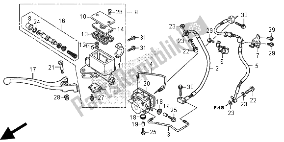 Todas las partes para Cilindro Maestro Del Freno Delantero (abs) de Honda SH 300 RA 2013