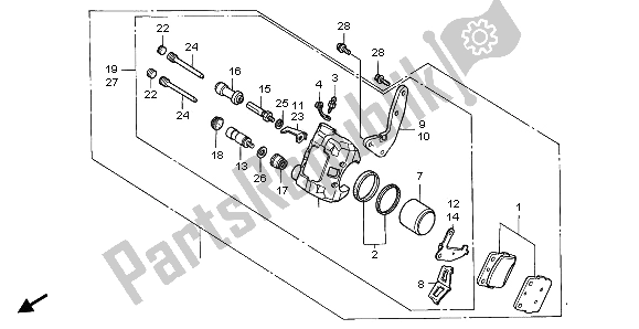 Todas las partes para Pinza De Freno Delantero de Honda TRX 300 EX Fourtrax 2000