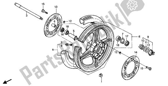 All parts for the Front Wheel of the Honda CB 450S 1986