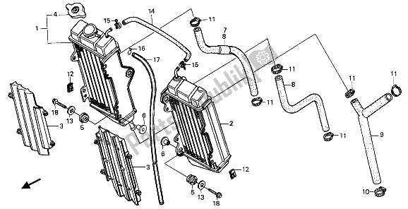 Todas las partes para Radiador de Honda CR 125R 1985